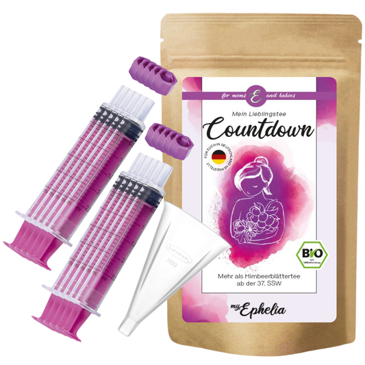 10er Set Kolostrumspritzen + Lansinoh® Trichter + Himbeerblättertee